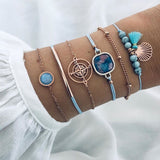 Yobest 6 Pcs/Set Bohemian Tassel Beads Charm Bracelets Set For Women Girls Fashion Pineapple Heart Geometric Bracelet Jewelry